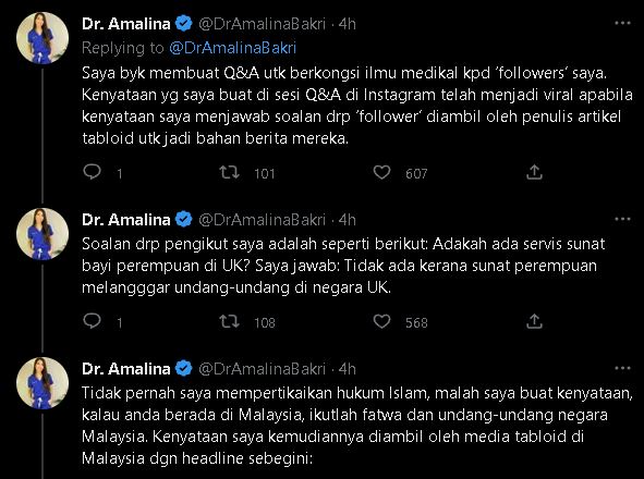 Dr Amalina Sangkal Fitnah